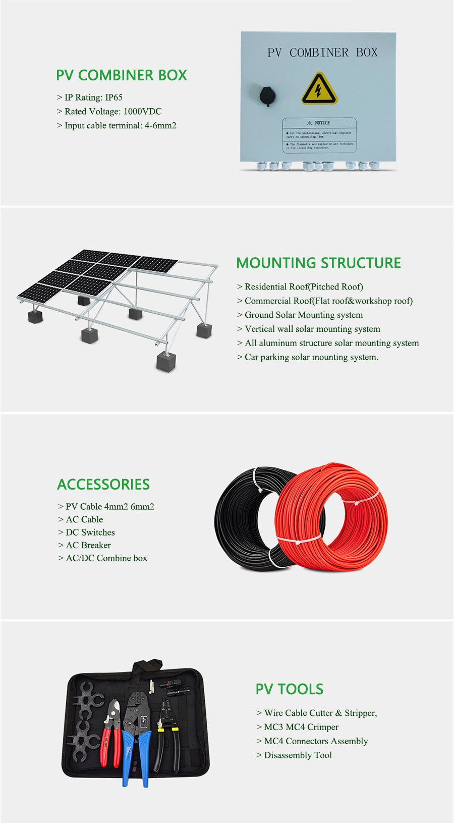Factory Sales on Grid off Grid Roof Mounting Ground Mounting 10kw 20kw 30kw 50kw Solar System