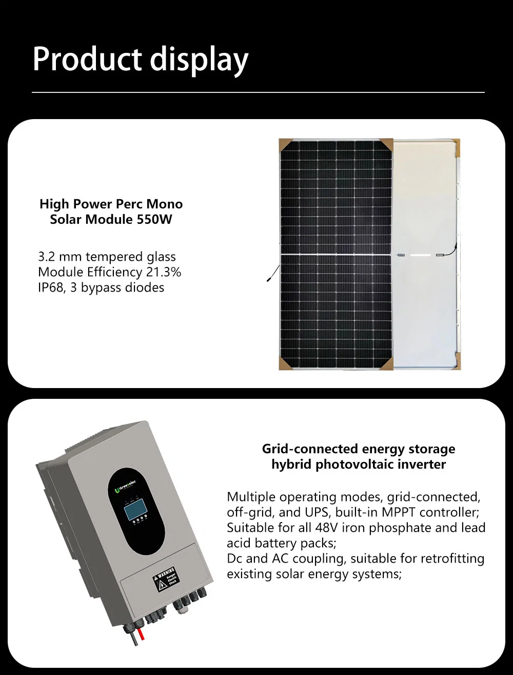 U-Greenelec 5kw 10kw 15kw 20kw 30kw Hybrid on/off Grid Solar PV Inverter Panels Photovoltaic Home Energy Storage Module System Kit with Lithium-Ion Battery