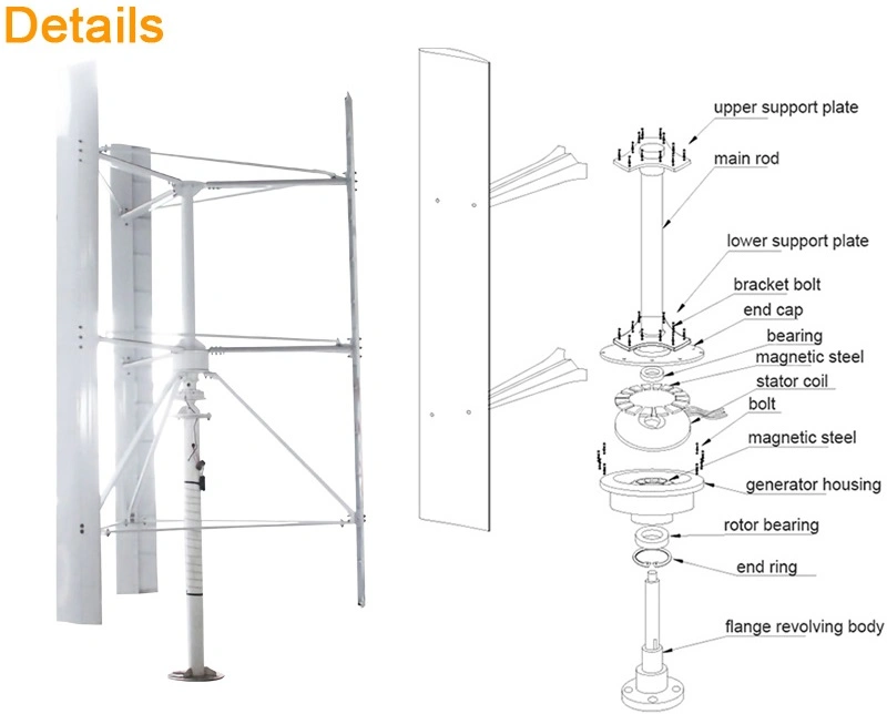 The Factory Price 120V 220V 380V 10 Kw Wind Generator Vertical off Grid Hybrid Solar Wind Power System