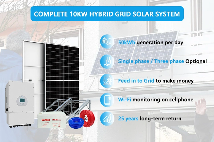 Namkoo 10 Kw Hybrid Solar System off Grid Syst&egrave; Me Solaire 5000W 8000W 10000W Hybrid Solar System