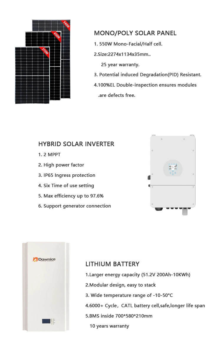 10kw 15 Kw off Grid Photovoltaic System on-Grid Tied Solar Power Energy System