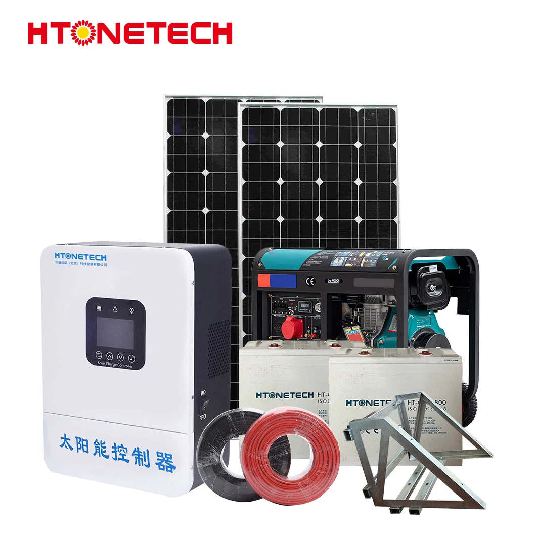 Htonetech Solar off Grid Solar System Complete Kit China Solar Panel 1000 Watt 100kVA Automatic Transfer Switch Diesel Generator Hybrid Power Solutions