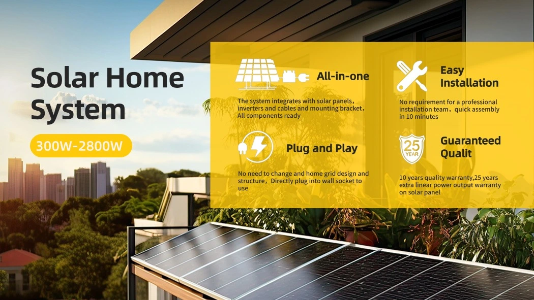 Home Solar Power Solution with Photovoltaic Panel Micro Inverter 800W Roof Balcony Mounted System