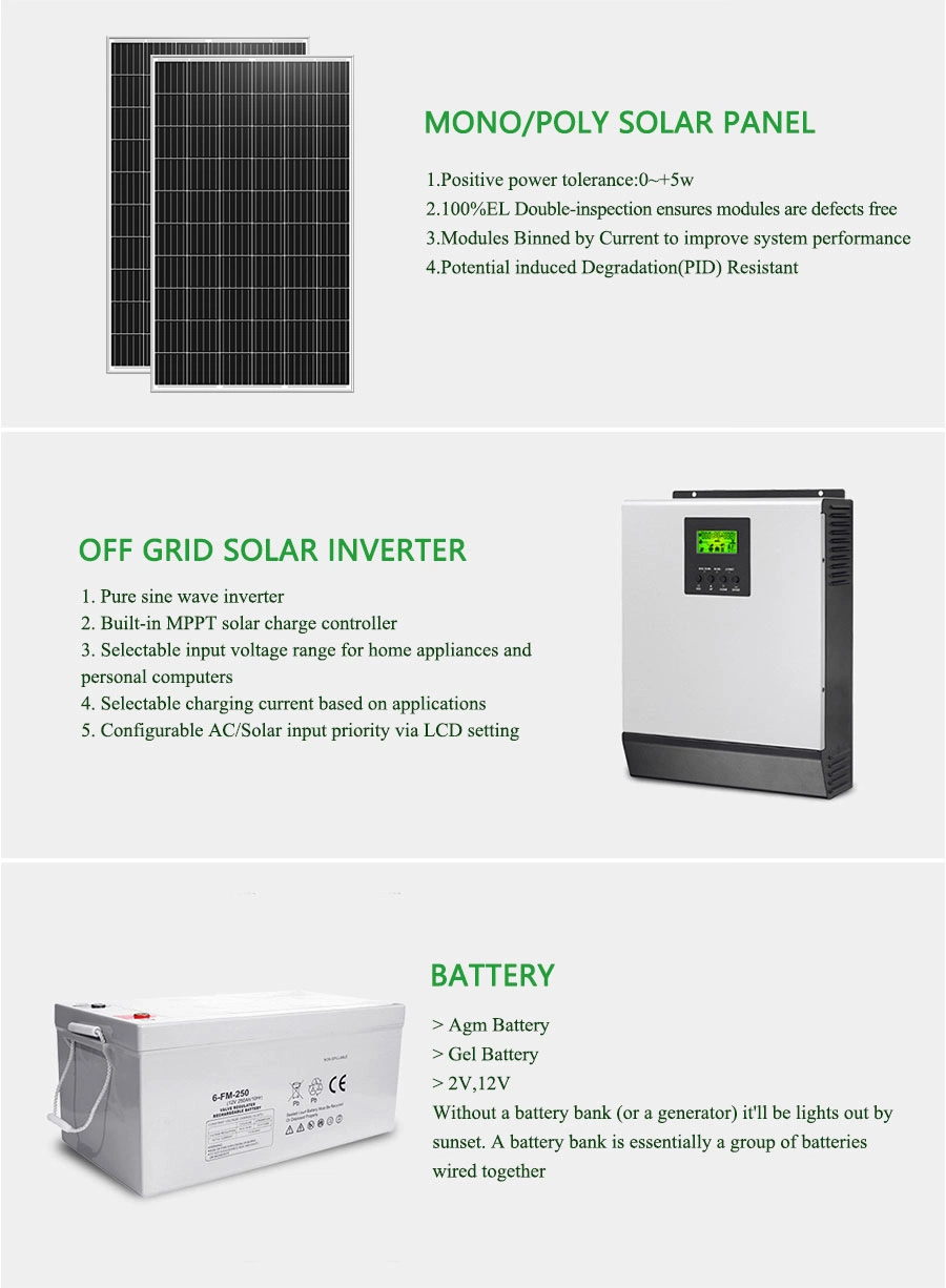 5 Kw off Grid Solar Energy System Plant Solar Power 24V Portable Generator Solar for Home Use