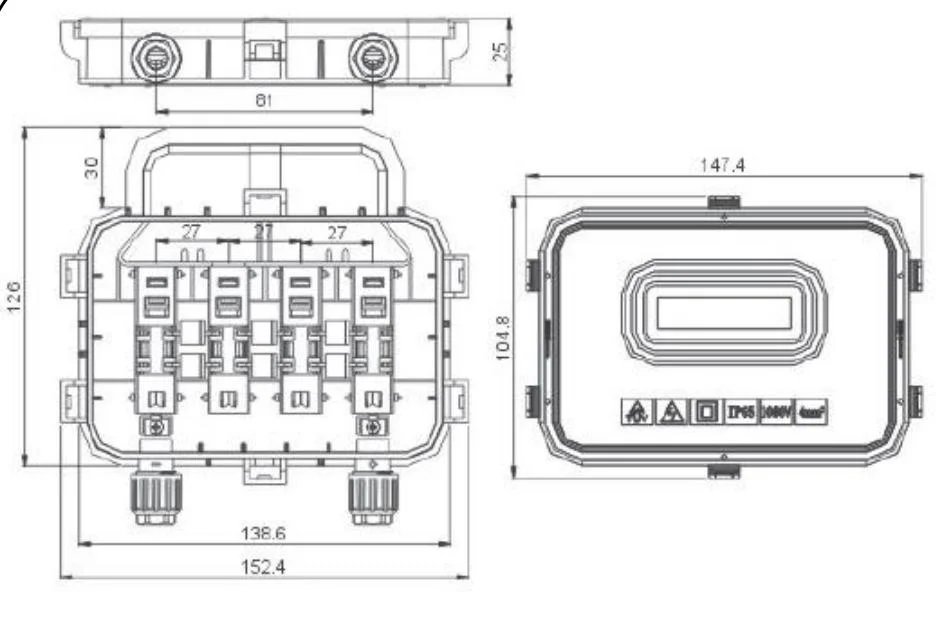 PV-Cq101 Waterproof Junction Box Used in Solar Panel