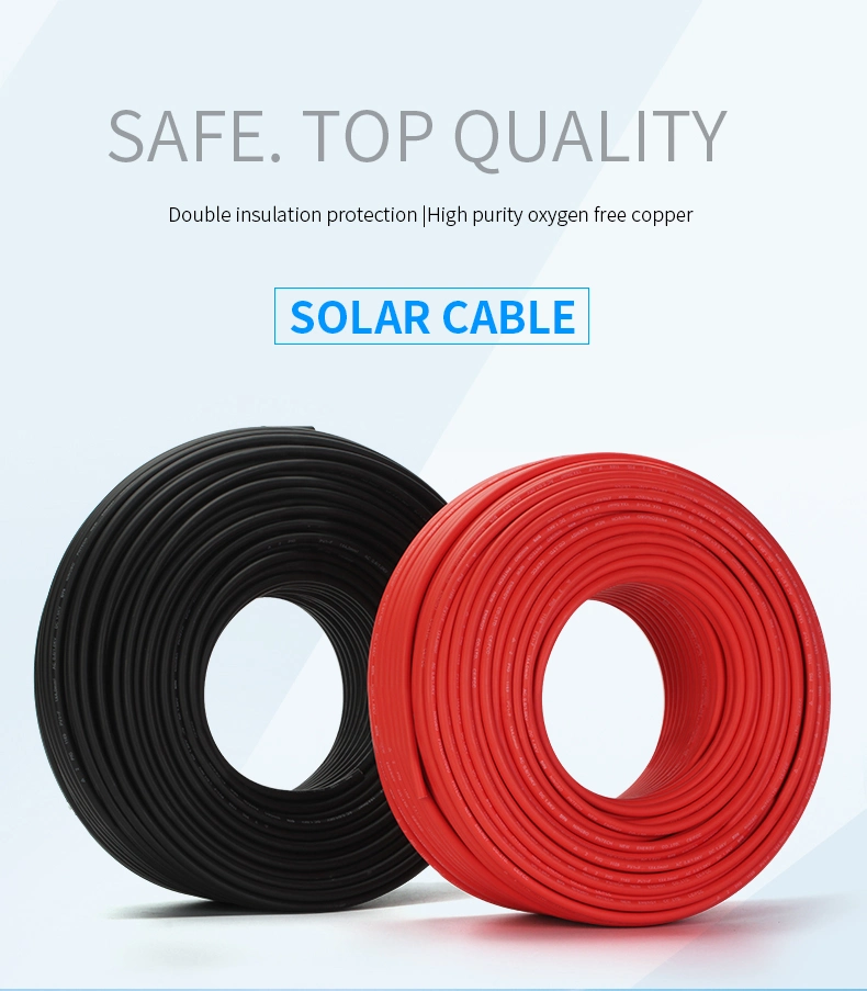 2.5mm 4mm 6mm 8mm 10mm 16mm 25mm 35mm Tinned Copper Conductor Crosslinked Polyethylene Photovoltaic Solar DC Cable