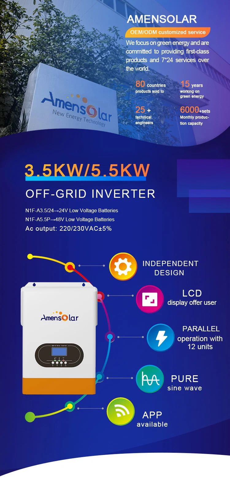 Amensolar High Frequency 5kVA 5kw 230V Pure Sine Wave 5kv off Grid Solar System