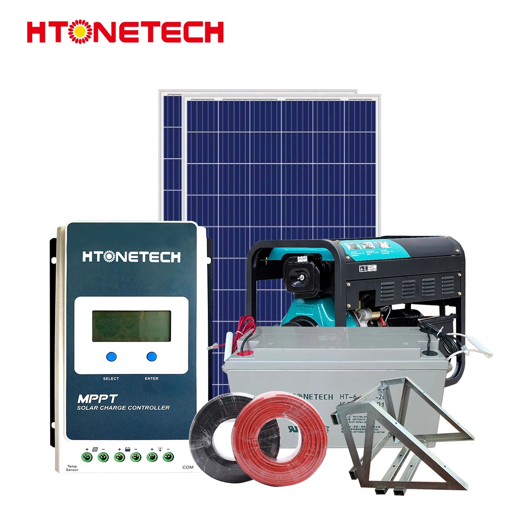 Htonetech 5 Kw off Grid Solar Power System Full Solar Set China 5kw 50W Monocrystalline Solar Panel Portable 20kw Diesel Generator off Grid House Solar System