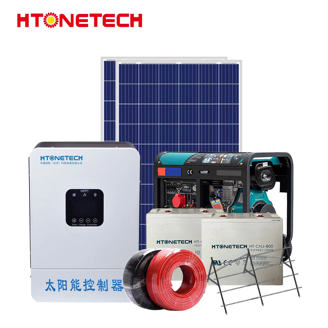 Htonetech off Grid Solar Power System 1kw Manufacturing China 39kw Monocrystalline-Solar-Panel 20 Kv Diesel Generator 20000 Watt Solar System