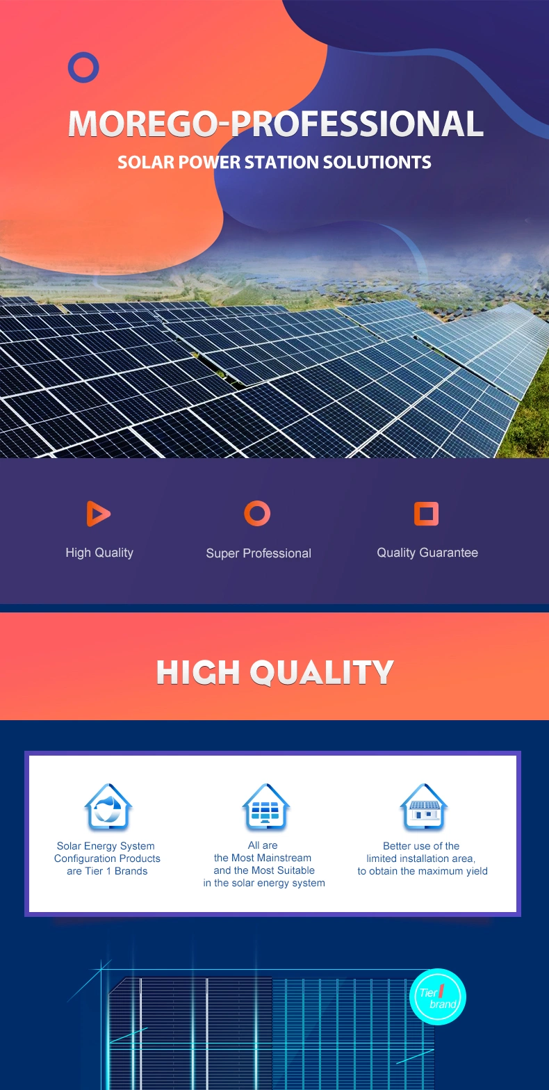 Moregosolar on Grid PV Solar Power Panel System 30kw 50kw 100kw 1MW Solar Energy System Solution