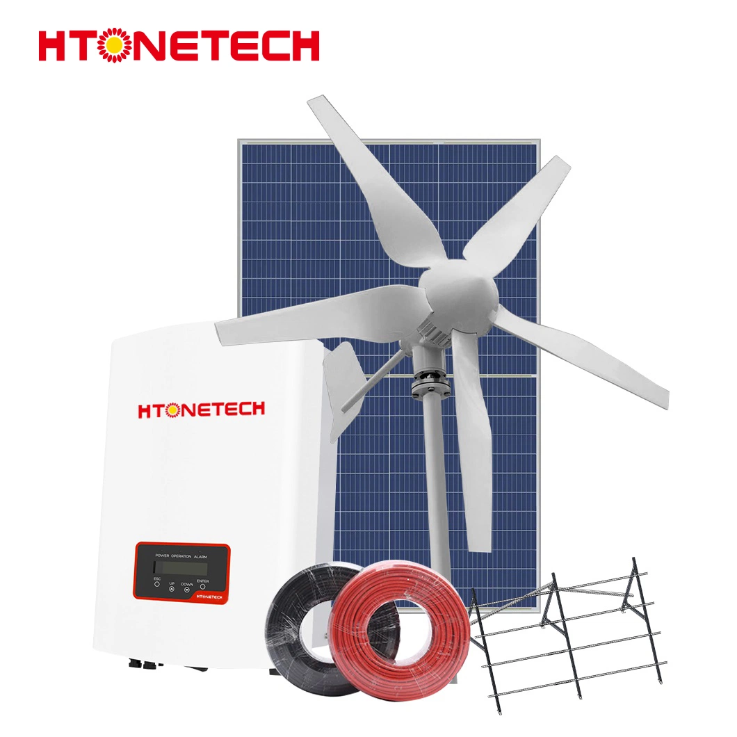 Htonetech China 6000 Watt Solar Panel Suppliers 5kw 10kw 25kw 30W 40kw 200 Kw Solar Power System with Wind Turbine Power Plant