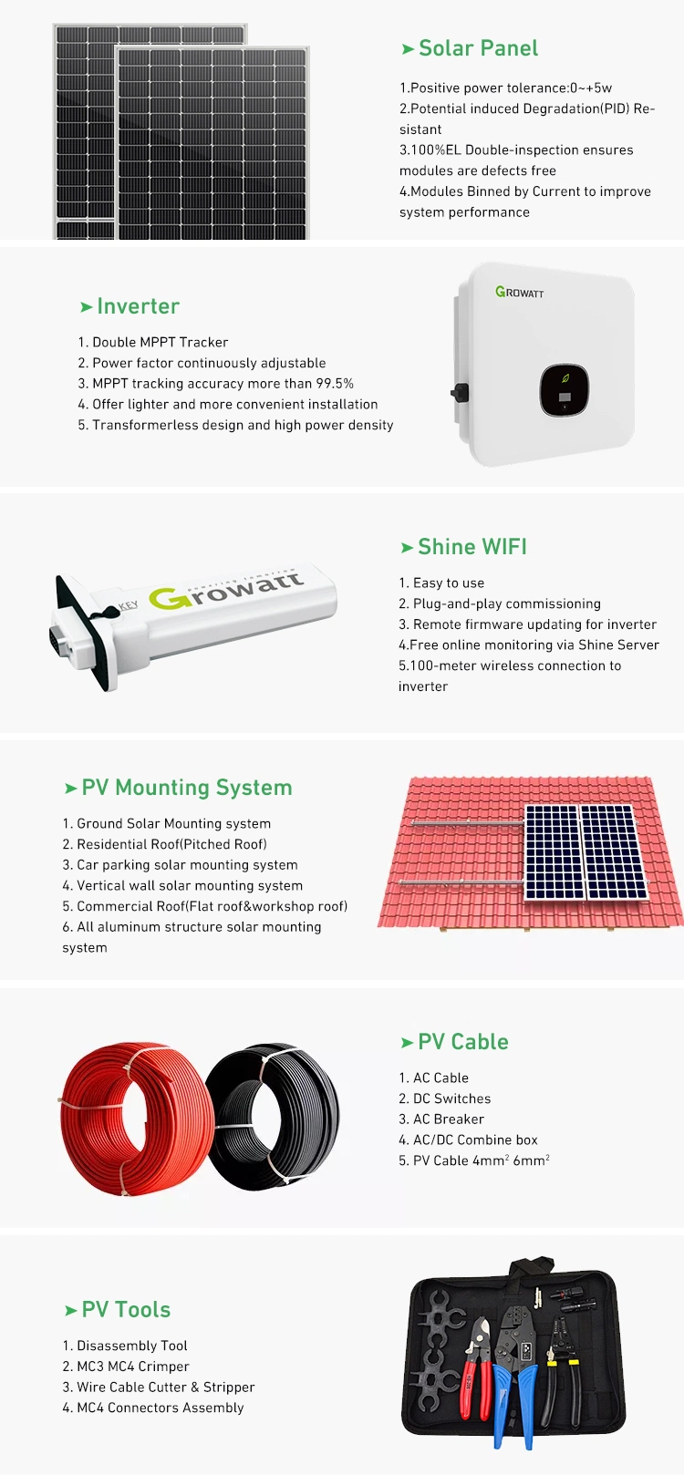 10kw 6kw 8kw 5kw on Grid Home Potovoltaic Solar Power System with PV Solar Panel Module Solar Grid Inverter