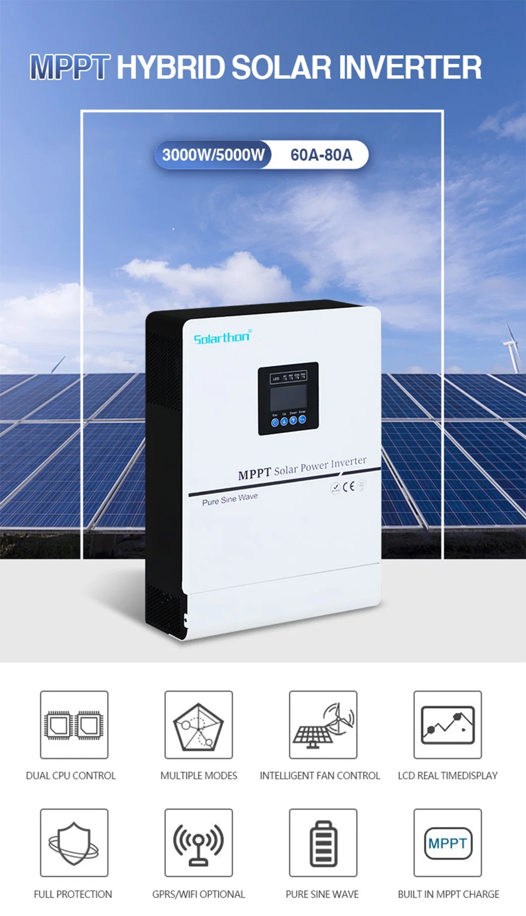 High Low Frequency Hybrid Solar Inverter 3kw 5kw Split Phase Solar Energy Storage System Inverter