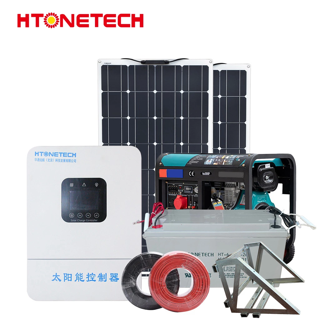 Htonetech off Grid 12kw Solar System Manufacturing China 12kw Price Solar Panels 500 Watt Monocrystalline 100 Kw Diesel Generator Diesel Hybrid System