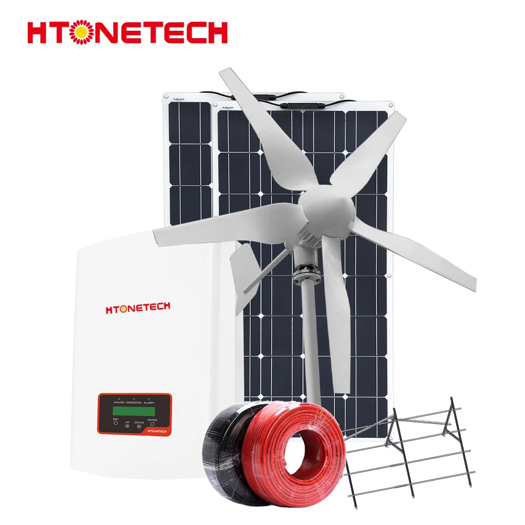 Htonetech China 40 Watts Solar Panel Manufacturing 10kw 15kw 20kw 30kw 4kw on Grid Solar Power System with Wind and Solar Generator Kit