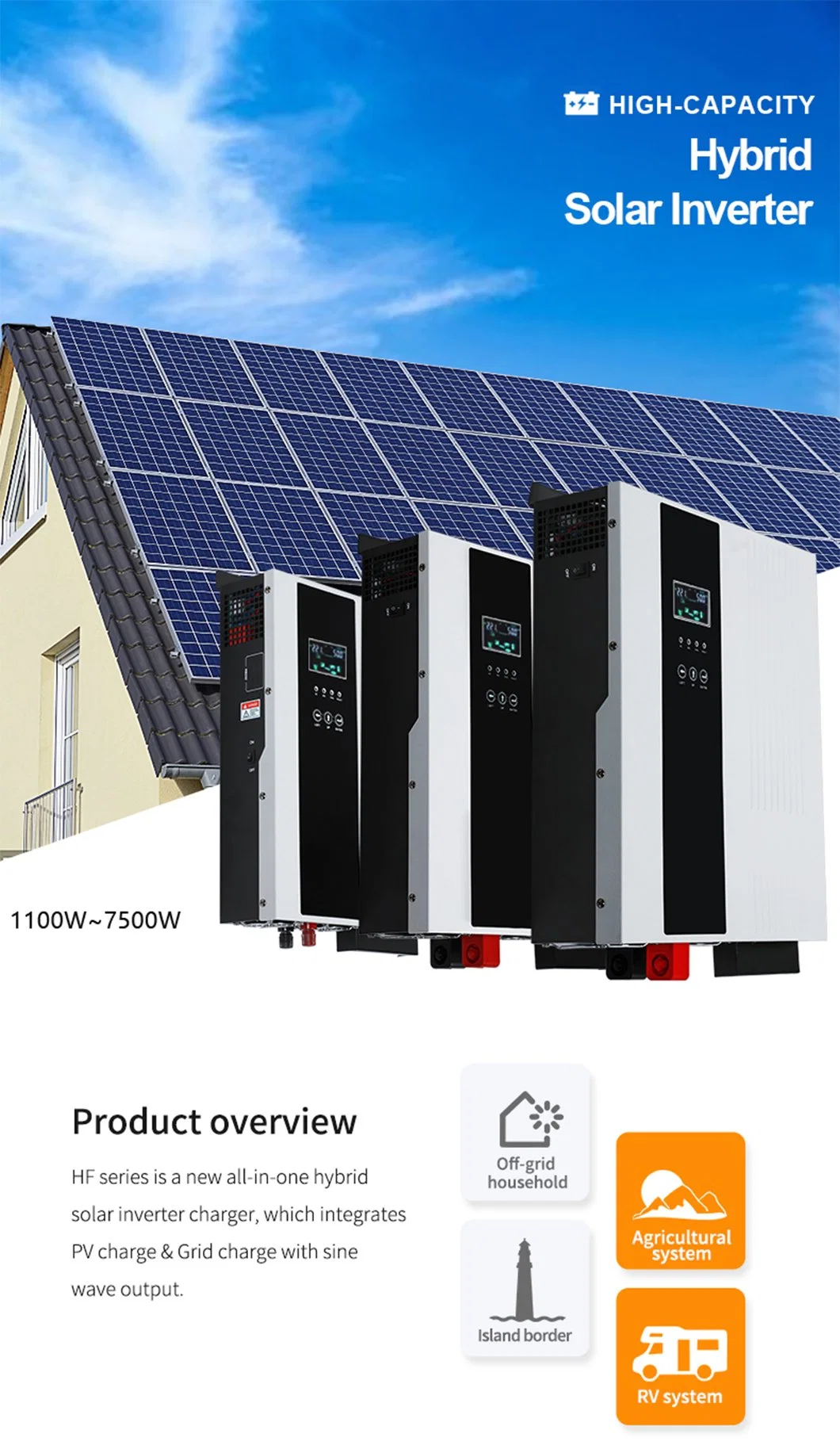 off Grid 5000W 7kw Hybrid Solar Micro Energy Battery Power Panels Inverter System Price for Home Plant