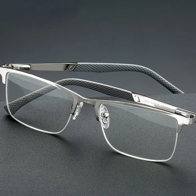 Men′s Reading Glasses +1.0 to +4.0 Business Reading Lens Metal Frame Optical Anti Blue Light Presbyopia Glasses
