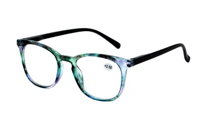 Colorful Square Round Pattern Frame Spring Hinge Thin Temples Reading Glasses