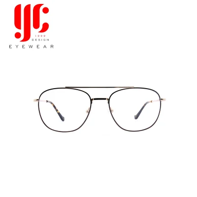 Fashion Double Bridge Metal Glasses with Design Reading Frame Optical Eyewear