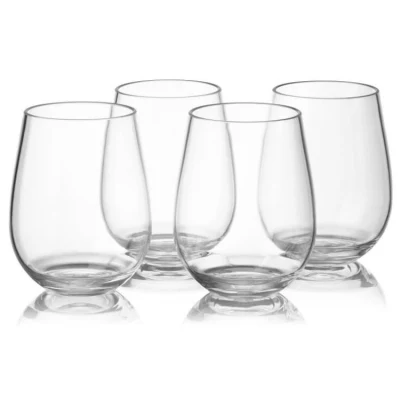 Dishwasher Safe 100% Tritan Drinking Glass Polycarbonate Wine Glass Plastic Stemless Red Wine Glasses