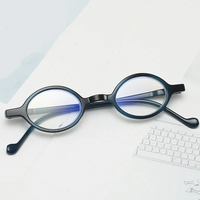 Small Round Frame Portable Anti-Blue Reading Glasses Fashion Round Ultra-Light for Men and Women HD Retro Elderly Flower Glasses