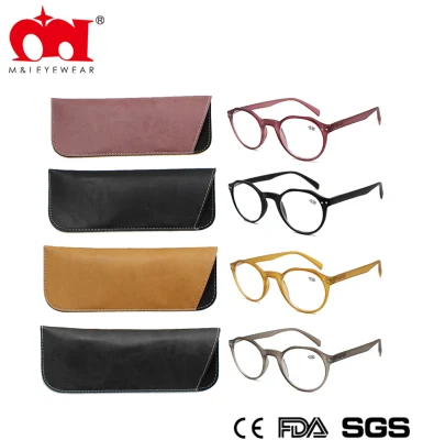 Stylish Plastic Reading Glasses with Matching Color Pouch (WRP902003)
