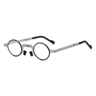 Portable HD Folding Retro Round Middle-Aged and Elderly Anti Blue Light Reading Glasses