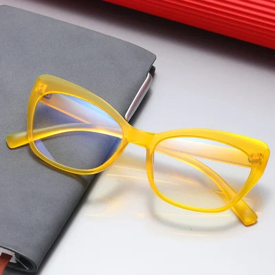 New Custom Logo Fashion Retro Trend Style Anti Blue Light Eyeglasses Cat Eye Women Colorful Reading Glasses