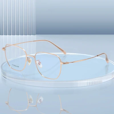 High Quality Optical Light Weight Pure Titanium Frame Prescription Glasses Geometric Eyeglasses Beta Titanium Optical Glasses Metal Eyewear Glasses