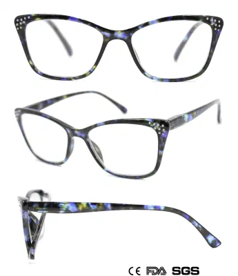 Lady′s Cat-Eye Reading Glass with Diamond (WRP8100191)