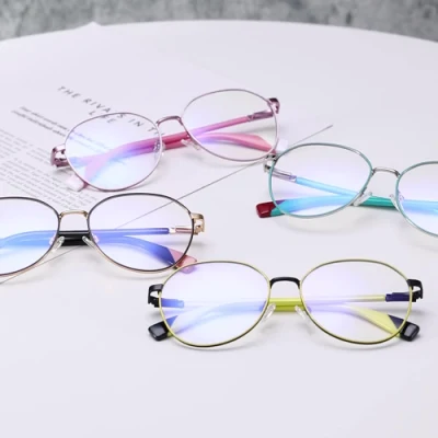 2023 Hot Popular Simple Style Newest Trendy Women Ladies Optical Round Metal Frame High Quality Clear Lenses Anti Blue Light Blocking Glasses