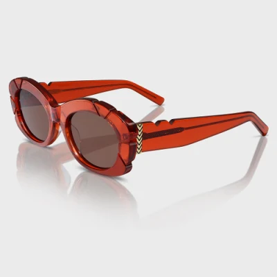 Yeetian Luxury Design Acetate Eyewear Vintage Women Ladies Candy Red Oval Sunglasses