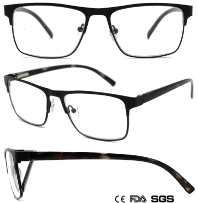 Men′s Classic Rectangular Metal Reading Glasses with Eyebrow (WRM802015)
