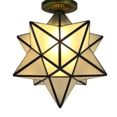 Moravian Star Pendant Light Frosted Glass Fixture
