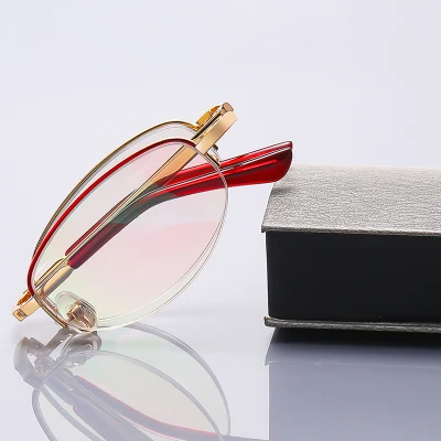 New Product High Quality Trend Half Frame Anti Blue Light Folding Metal Eyewear Women Colorful Reading Glasses