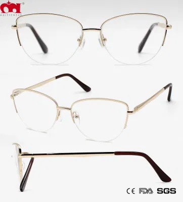 2021 New Arrival Butterfly Frame Metal Reading Glasses with Half Rim (WRM20042)