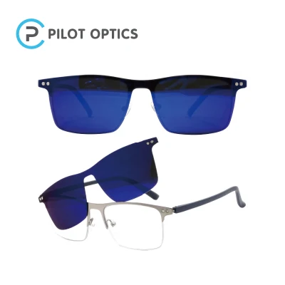 Pilot Optics 2023 Men Fashion Clip on Filter 95 % Blocking Anti Blue Light Glass for Men Optical Frames