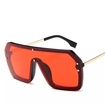 2022 New Arrival Vintage Retro Watermark One-Piece Sun Glasses Square Frame Oversized Men Women Sunglasses