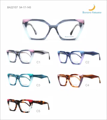 Women Funky Cat Eye Lamination Acetate Eyewear Frames