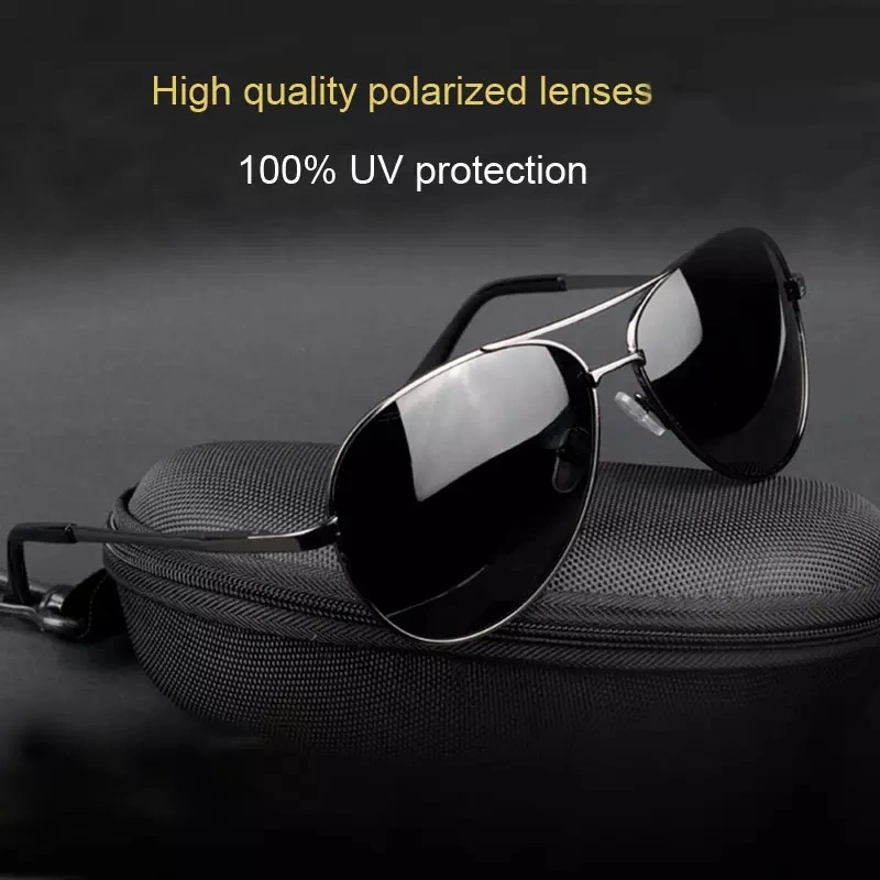 Stock Sun Glasses UV 400 Mens Retro Metal Vintage Driving Finishing Polarized Sunglasses with Case