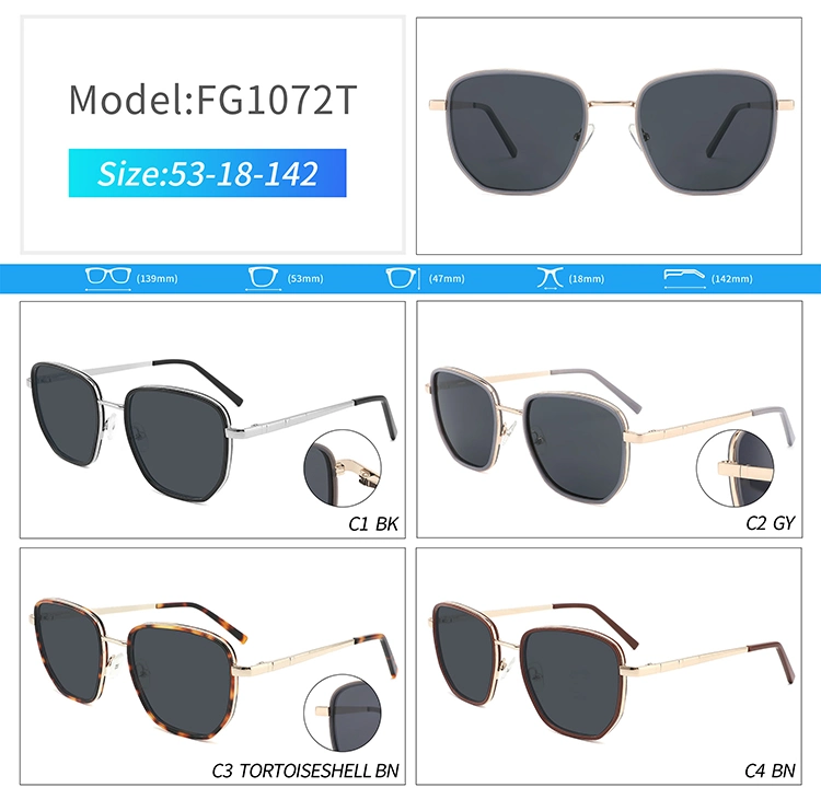 2023 Newest Hot Sale Unisex Fashionable Wholesale Sun Glasses Trendy Square Polarized Metal Sunglasses