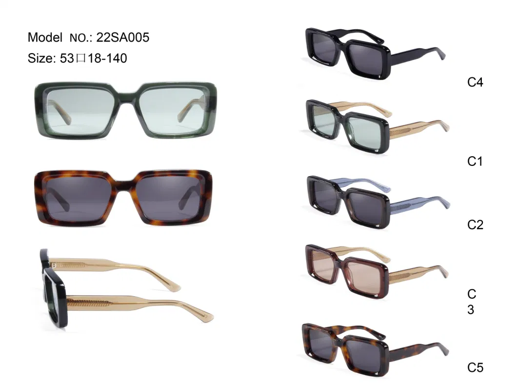 2023 Famous Design Rectangular Shade Acetate Cr39 Sunglasses Fast Delivery Top Quality Fashion Designer Sun Glasses