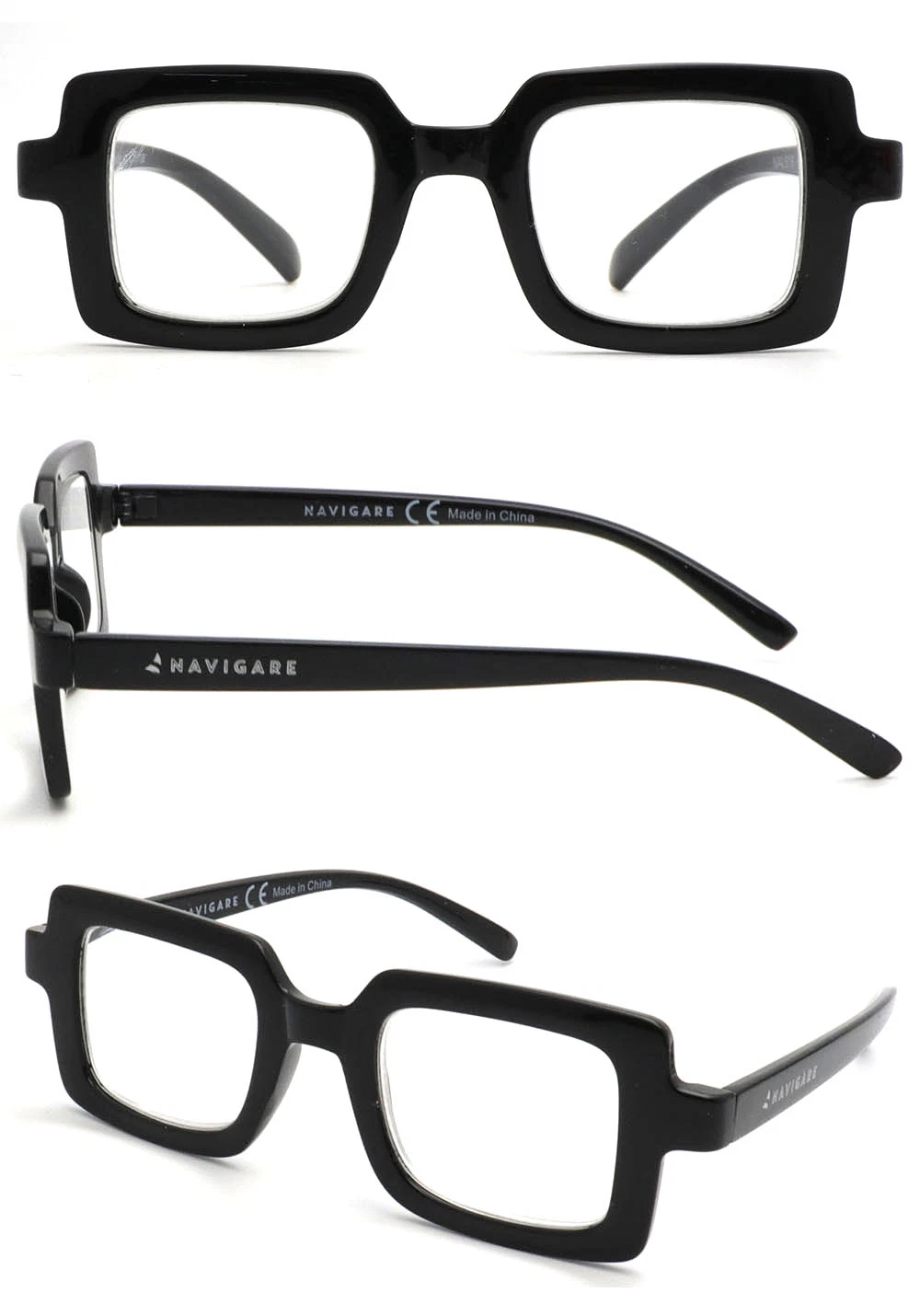 Black Classical Miter CE Big Oversized Full Frame Men Fashion Plastic Reading Glasses Spectacle Frame Factory
