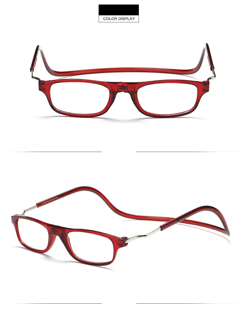 New Product Fashion Trend Design Halter Neck Magnetic Folding Resin Lens Glasses Women Colorful Reading Glasses