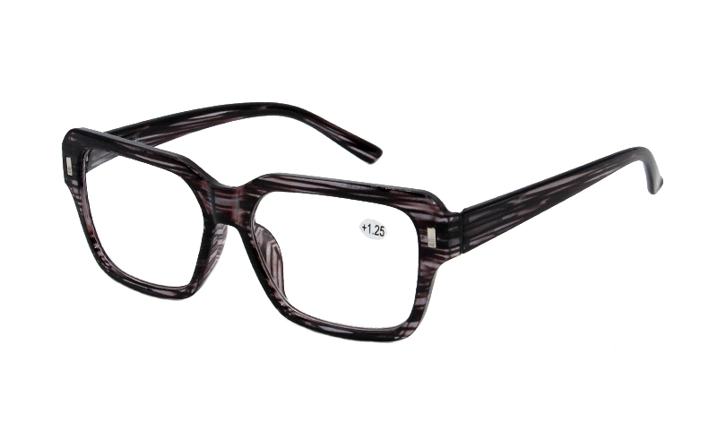 Square Gradient Stripe Tortoise Shell Rivet Decoration Spring Hinge Reading Glasses