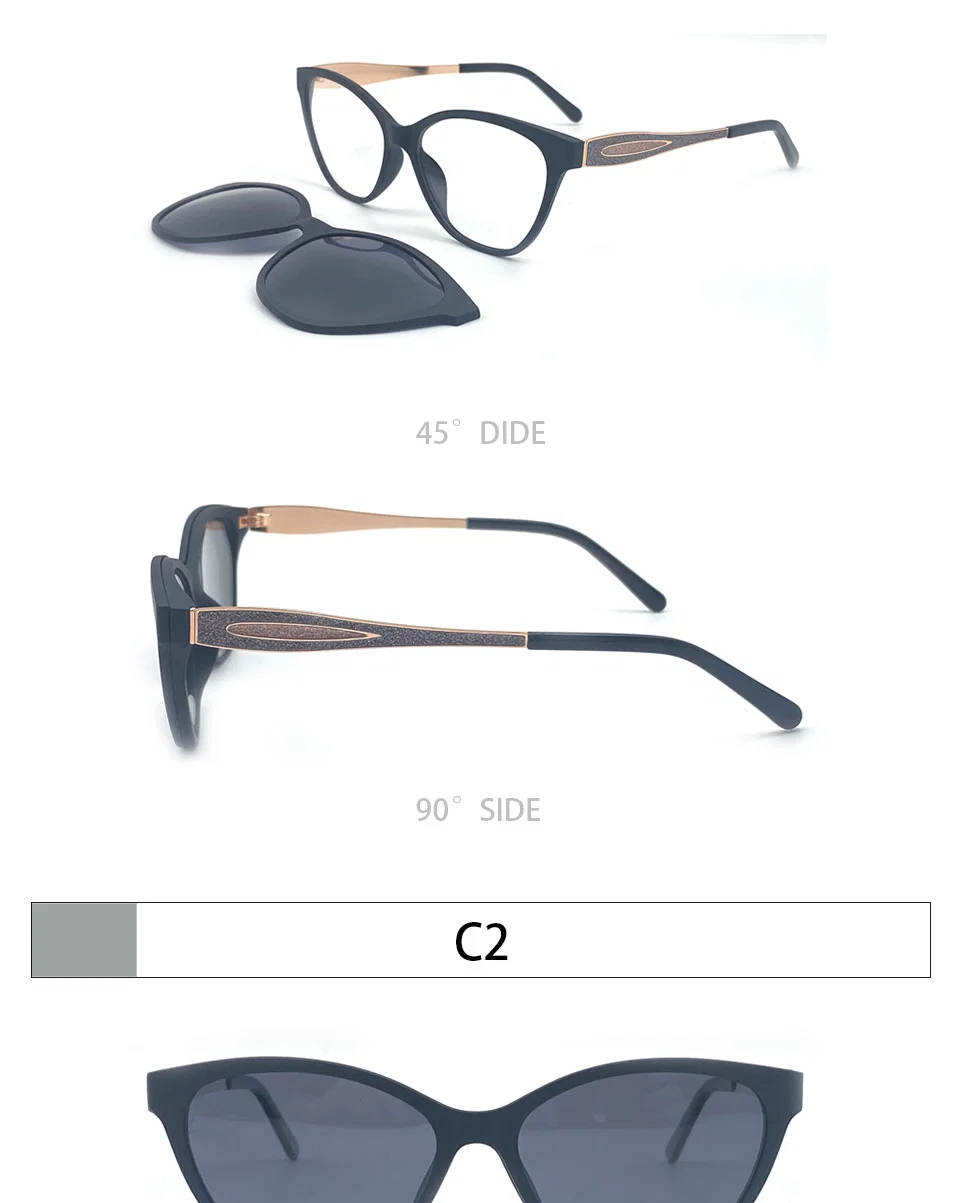 High-End Ultem Clip on Sunglasses Models Fashion Eyewear