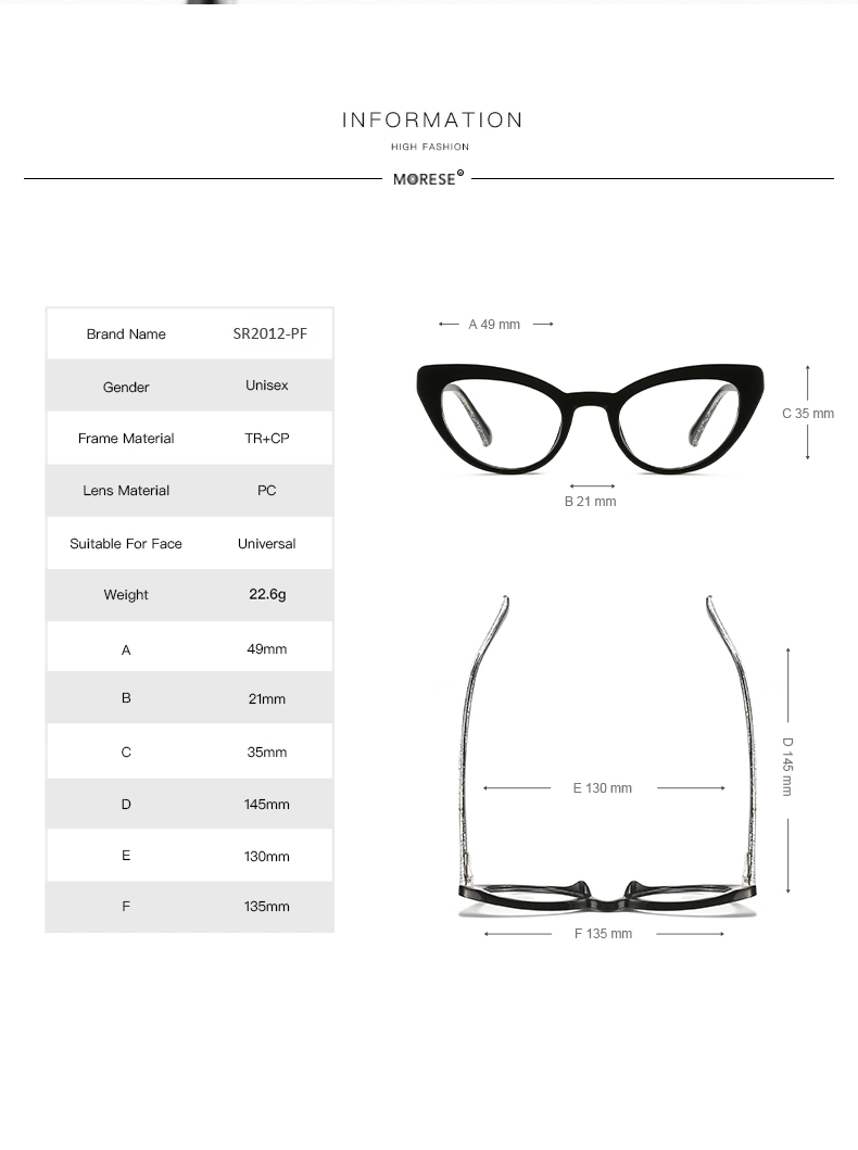 Wholesale High Quality Cp Spring Hinge Cat Eye Anti Blue Light Eyeglasses Frames Optical Fashion Computer Women Reading Glasses