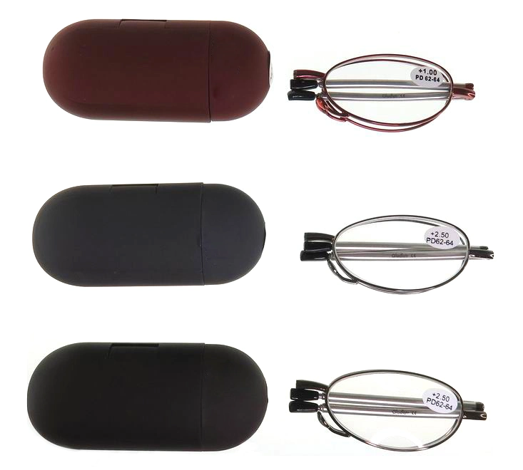 2024 Classic Metal Folding Mini Portable Reading Glasses Eyewear with Case