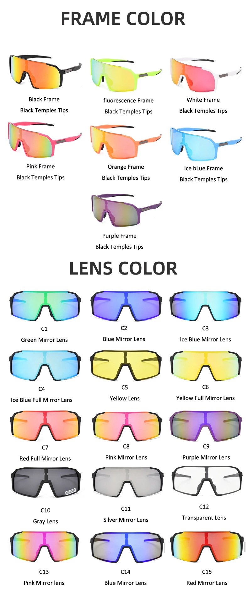 Top Selling Custom Logo UV400 Polarized Cycling Sunglasses Youth Outdoor Sport Running Sun Glasses