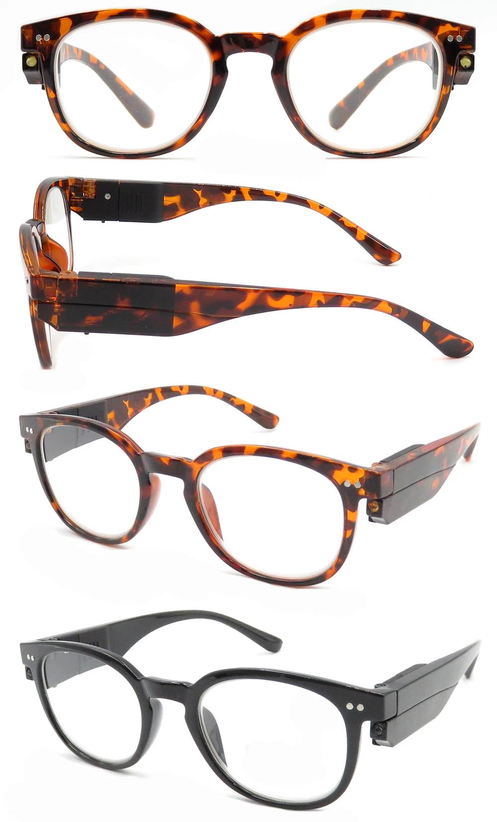 LED Powerful Reading Light Multi Strength Glasses with Magnifier up at Night Unisex Eyeglasses Eyewear